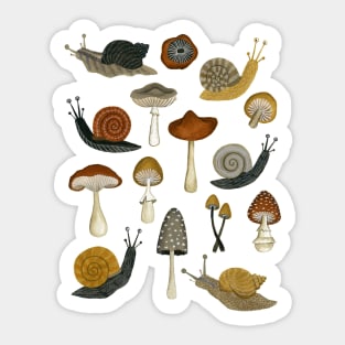 mushrooms & snails Sticker